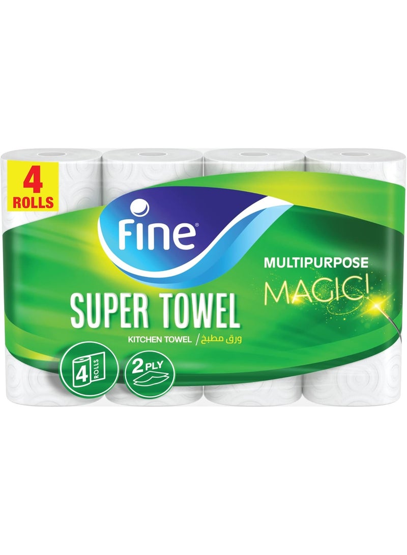 فاين مناديل مطبخ، مناديل فائقة النعومة، طبقتان، 4 لفات - Image 1